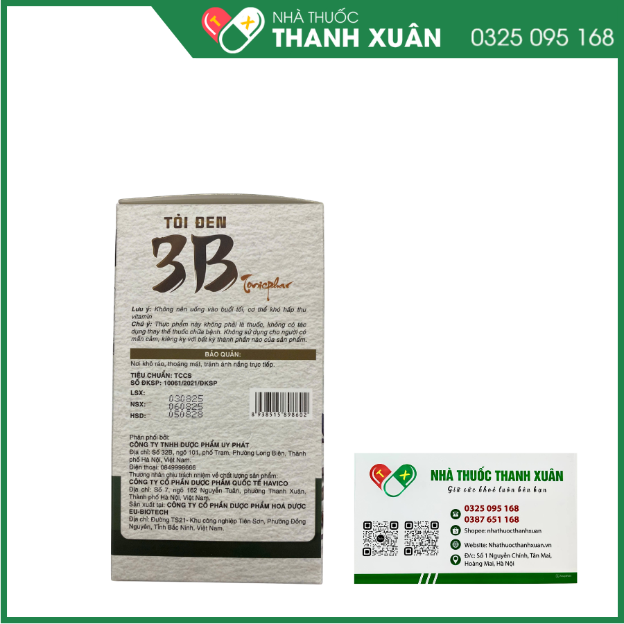 Tỏi đen 3B Tonicphar hỗ trợ nâng cao sức khỏe, giảm tê bì chân tay do thiếu vitamin nhóm B